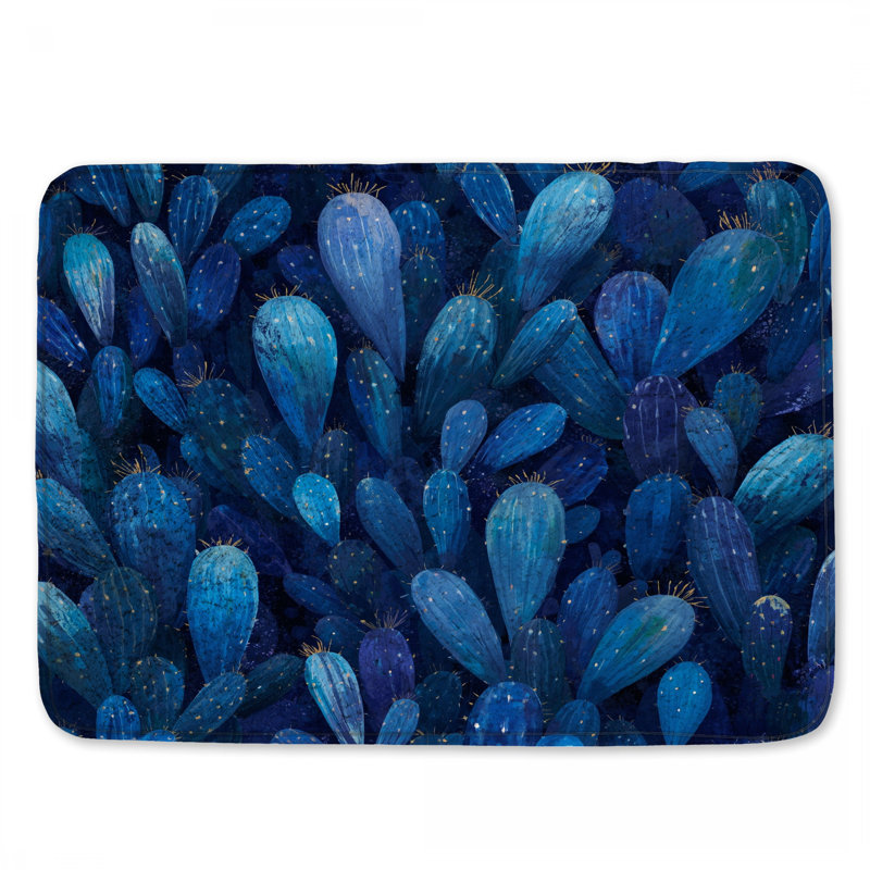 Tapis de bain Blue Cacti, L 34 po x L 21 po