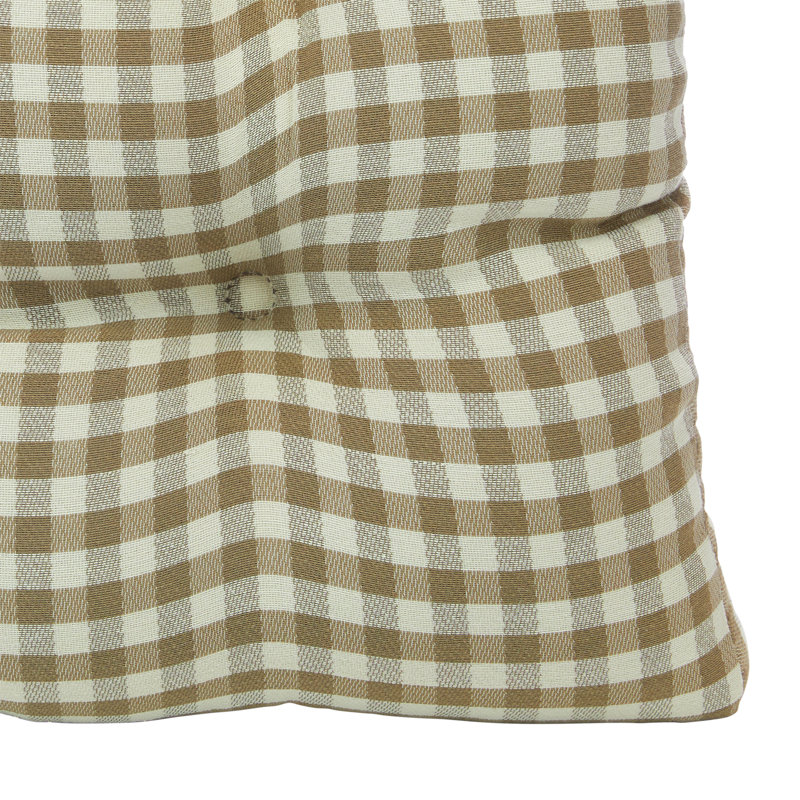 Outdoor 3'' Dining Chair Seat Cushion, Gingham Natural