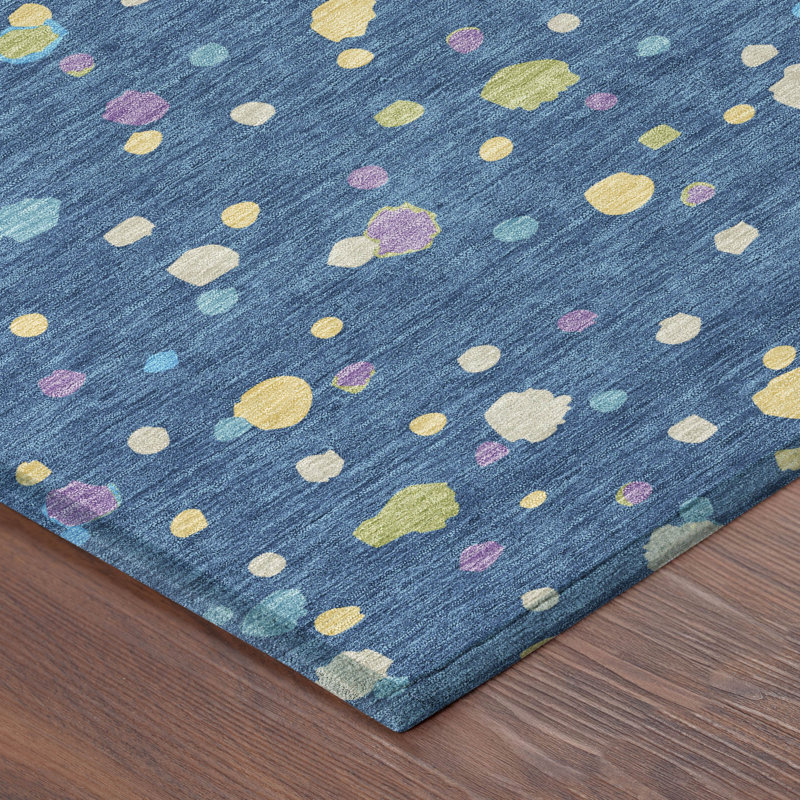 Machine Washable Indoor/Outdoor Chantille ACN2518 Geometric Rug, Navy, Rectangle 10' x 14'