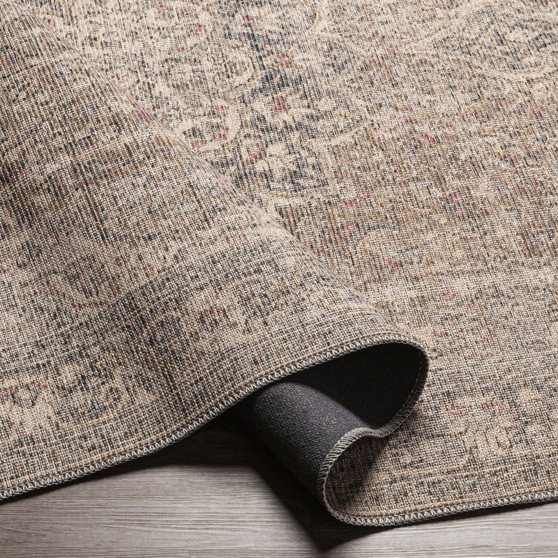 Bria Machine Washable Oriental Dusty Sage/Olive Area Rug, Rectangle 7'10" x 10'2"