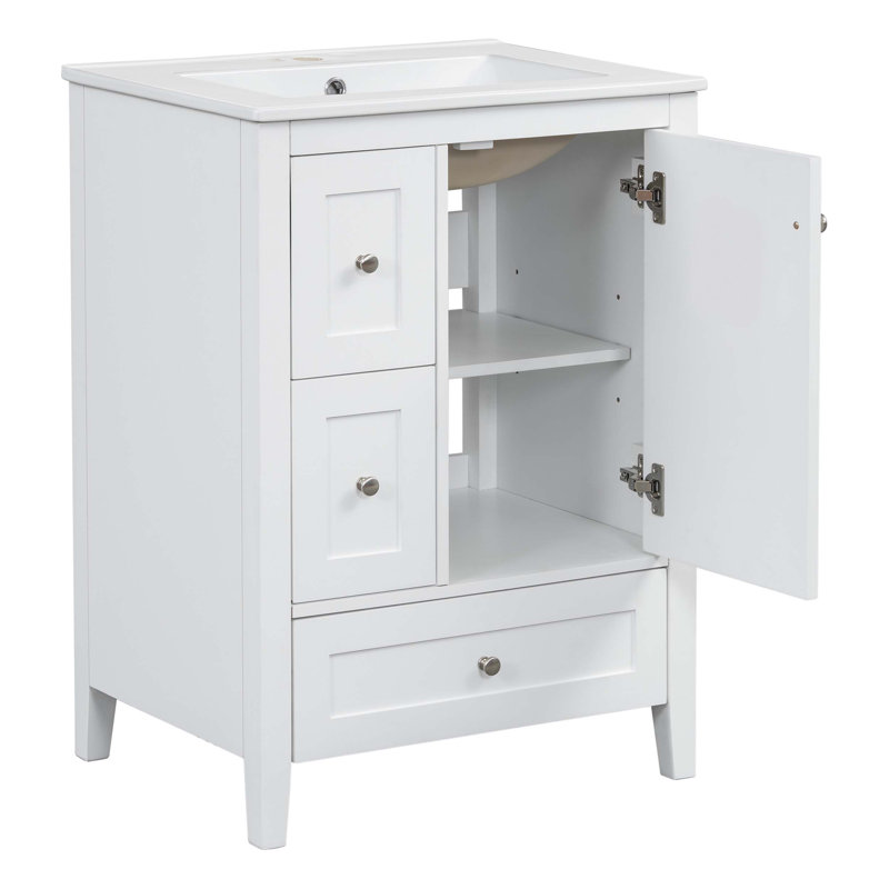 Meuble-lavabo de salle de bain avec rangement spacieux, tablette réglable, fabrication durable, cloisons amovibles et conception moderne pour une organisation optimale