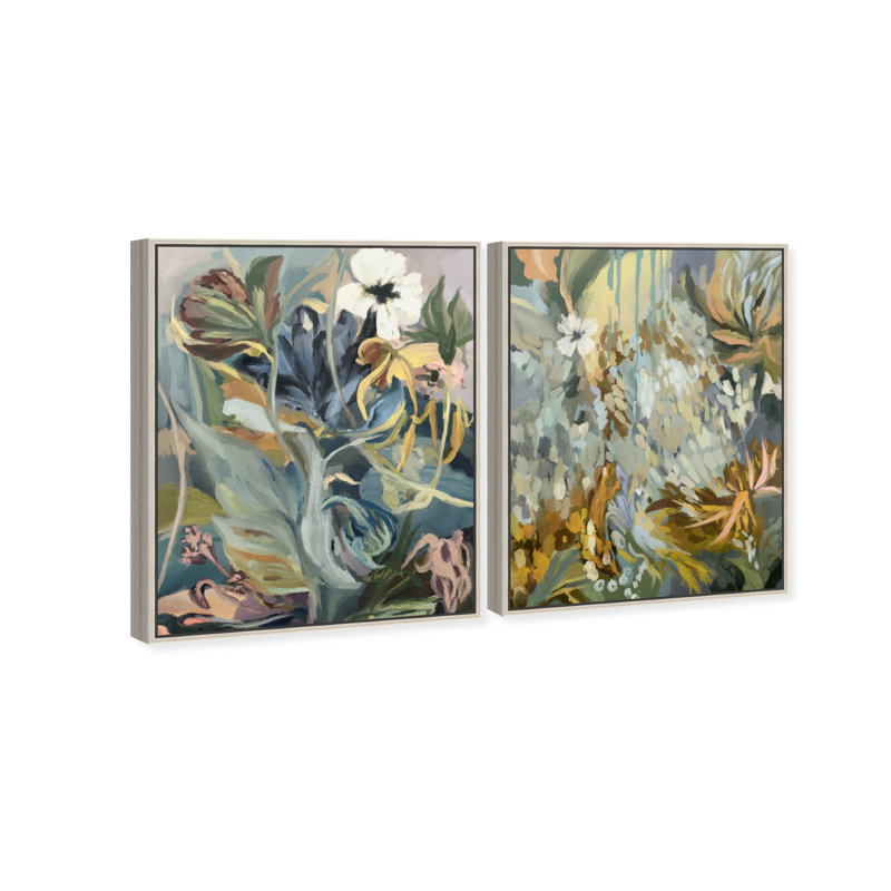 Moss Overlap Set Set by Oliver Gal, 50"H x 42"W, Silver Floater Frame