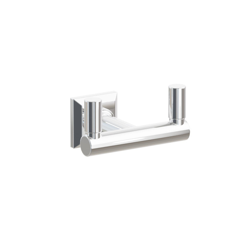 Emtek Select Double Hook w/ Chamfered Square Rosette, Round Stem & Smooth Tip, Polished Chrome