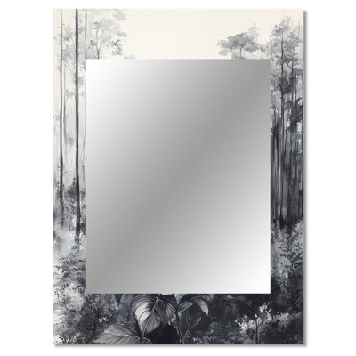 Hydrangea In Monochrome Forest - Hydrangea Wall Mirror, Traditional Decorative Mirror, Printed Metal Art