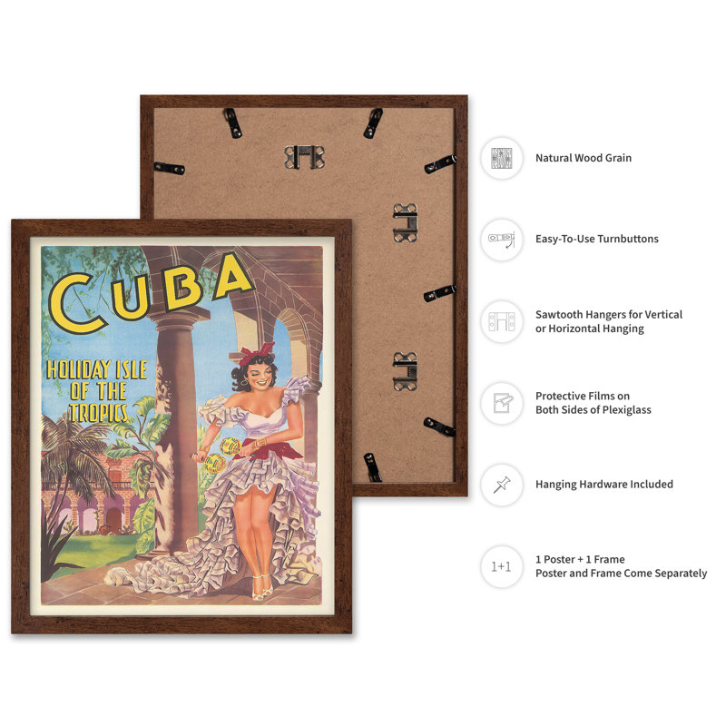 Cuba, île des tropiques, Affiche, H 24 po x l 32 po, Encadrement brun