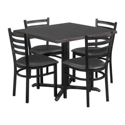 36" X 36" Dining Table Set W/ Ladder Back Chairs