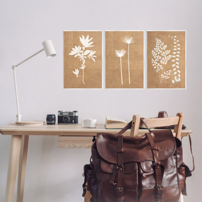 Nature Botanical Silhouettes 3 Piece Wall Plaque Art Set by GraffiTee Studios