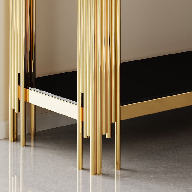  Console de 55,12 po pour salon d'entrée, Black, Gold