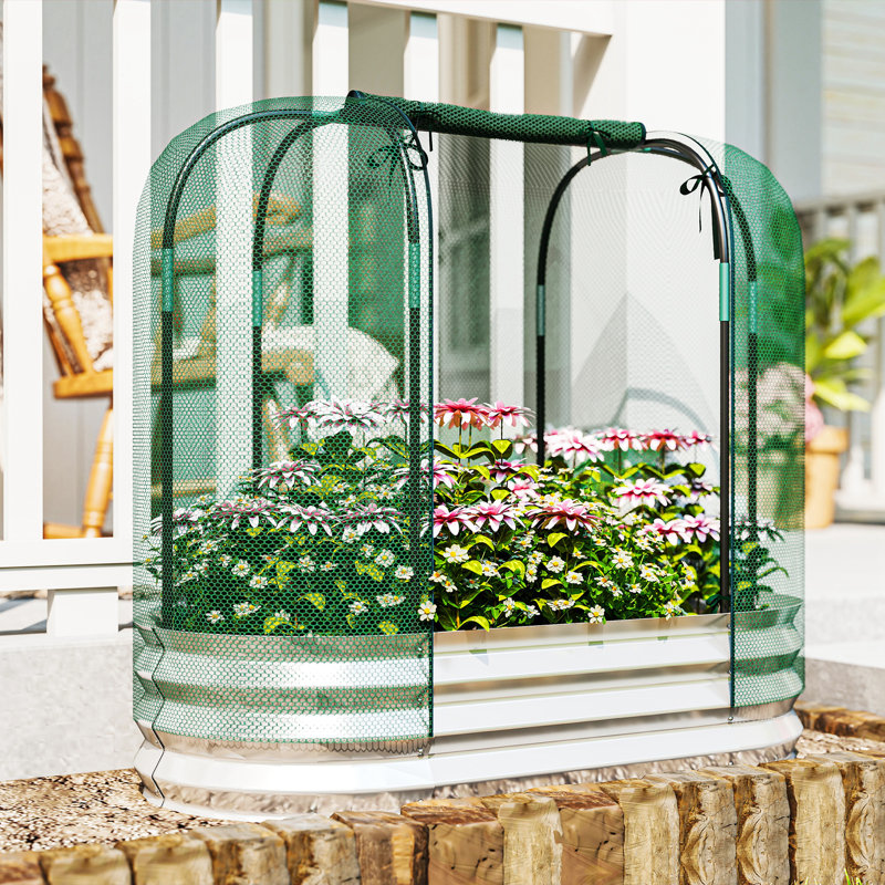 Lit de jardin surélevé galvanisé avec cage de culture, jardinière en métal