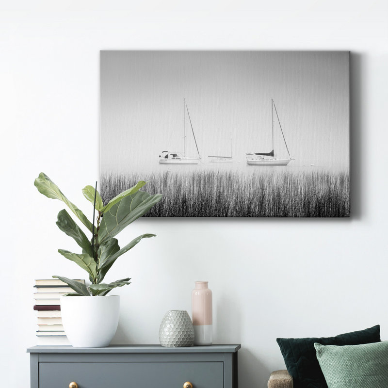 Île, bateau - impression sur toile tendue, H 60 po x l 40 po x P 1 po