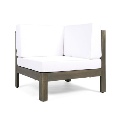Chaise de coin blanche en bois pour la durabilité, le rembourrage à l'eau et le côté de style classique avec coussins, l 30,89 po x P 30,89 po H 27,12 po