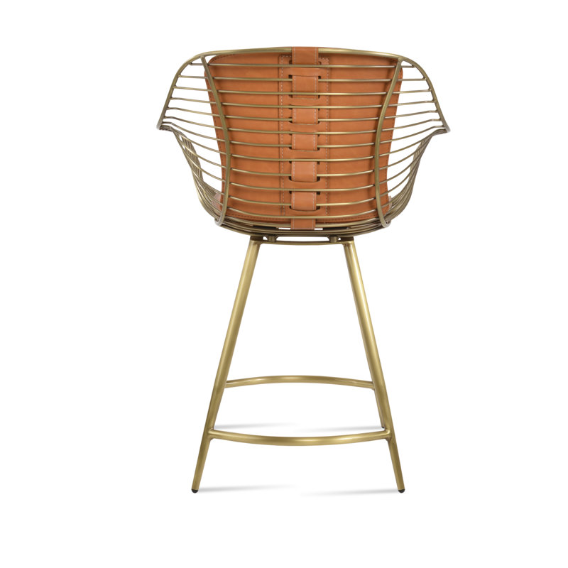 Tabouret de bar et de comptoir Zebra Galata, Laiton, Caramel, Petit tabouret (siège d'une hauteur de 22 po)