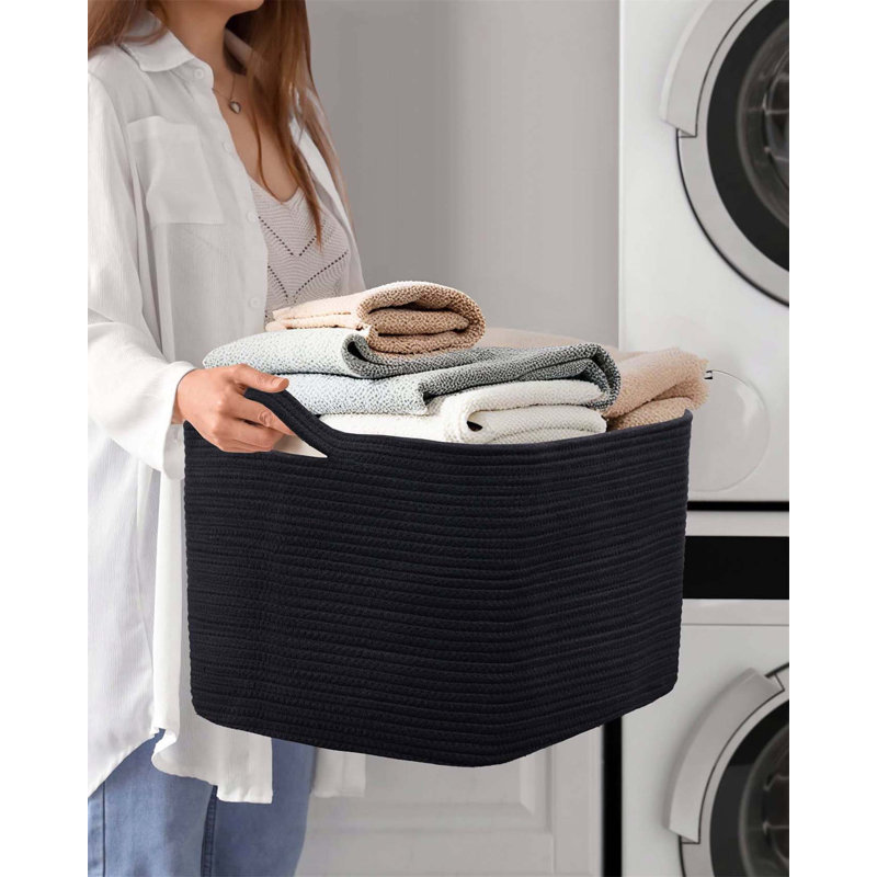 Bhargava Fabric Laundry Hamper with Handles, Black