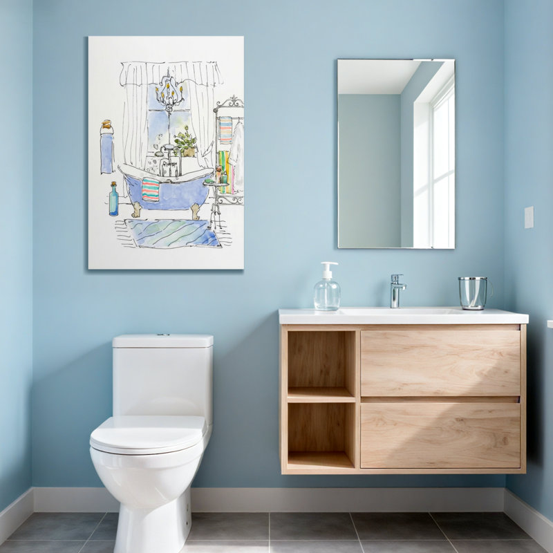Scène de salle de bain avec baignoire et rideaux Bath & Laundry, H 40 po x l 28 po