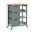 Chariot roulant pour îlot de cuisine, chariot de service de bar, chariot compact sur roulettes avec plateau en bois, tablettes et tiroirs-133038100