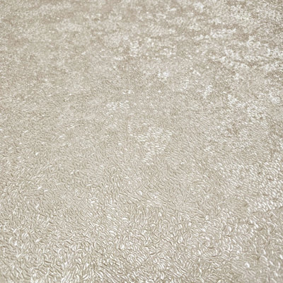 Taupe Tan Beige Gold Wallpaper Heavy Textured Faux Fish Scale Concrete Plaster