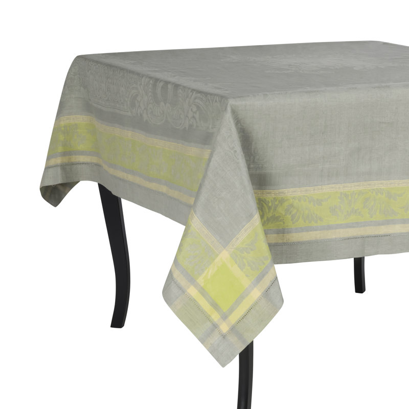 French Home Linen Arboretum Tablecloth, 71" L x 71" W, Gray/Chartreuse