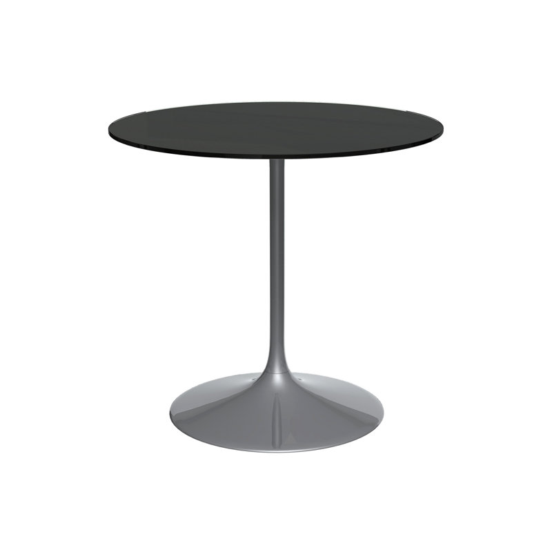 Clarke County Round Glass Top Metal Base Dining Table, 74.5cm H x 80cm W x 80cm D, Black