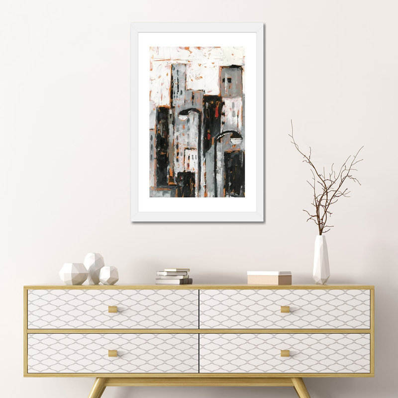 «Illuminated City II» par Ethan Harper - reproduction d'art, Blanc, H 24 po x l 16 po x P 1 po, Papier encadré blanc
