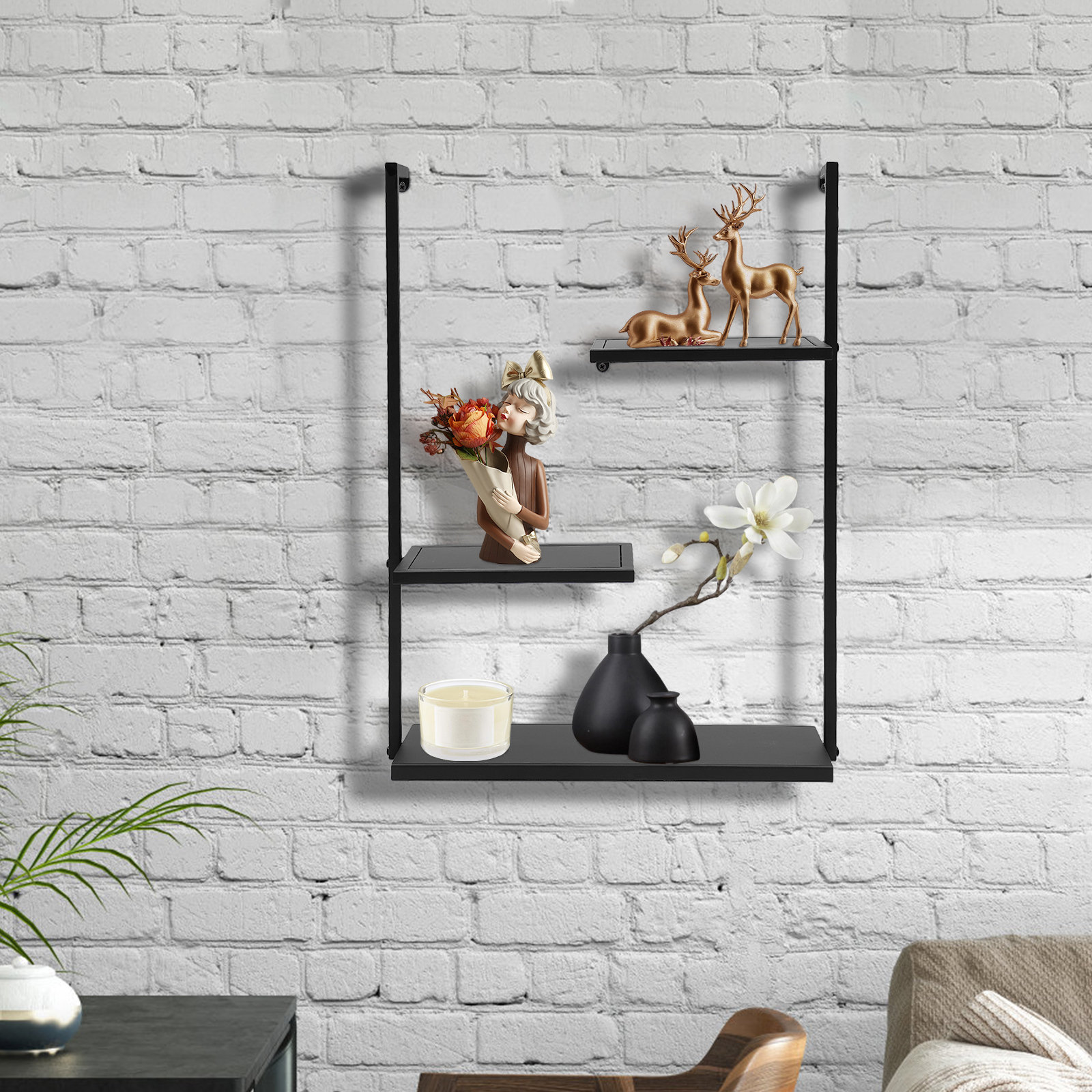 Latitude Run® Wylandville 3 Tiered Metal Wall Mounted Shelves & Reviews ...