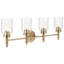 Applique murale Cadense à 4 lumières, couleur bronze champagne, avec abat-jour en verre transparent-548222697