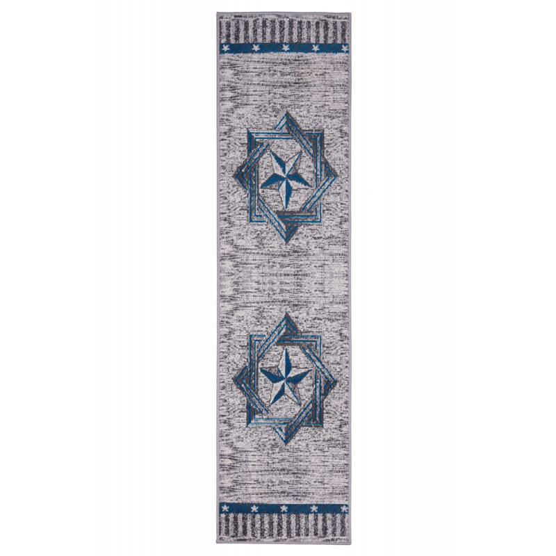 Tapis gris clair / bleu Coalgate, Tapis de couloir 2 pi x 8 pi