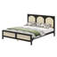 Lit plateforme en bois avec tête et pied de lit en rotin-2032502411-2032502405