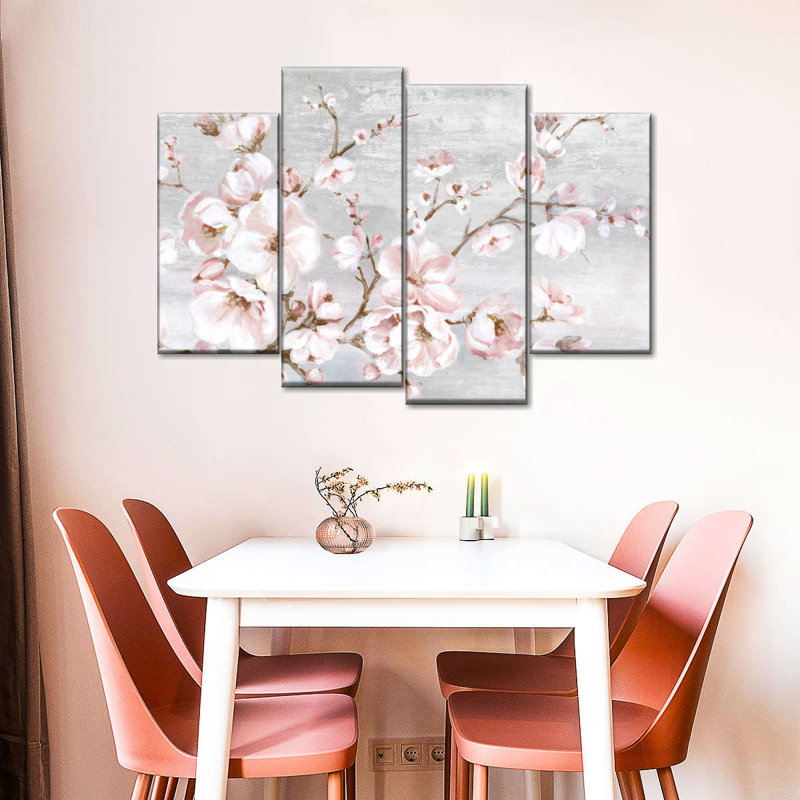 Printemps, fleurs de cerisier sur toile, ensemble de 4 pièces, H 54 po x l 84 po x P 1,25 po