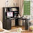 L Shaped Desk With Charger,Computer Desk With Drawers,Bookshelf,Modern Corner Desk,Home Office Desk,L-Shaped Study Table Writing Desk,Carbon Fiber Gaming Computer Desk With Storage,Black