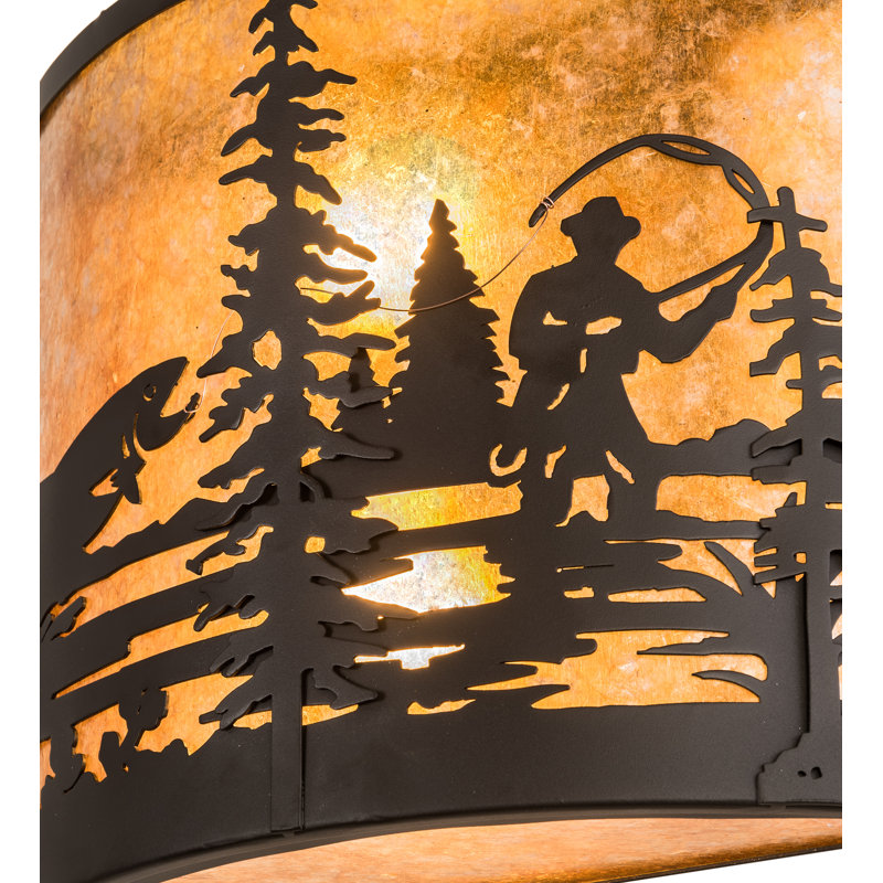 Fly Fishing Creek 2-Light Flush Mount, Amber, 2