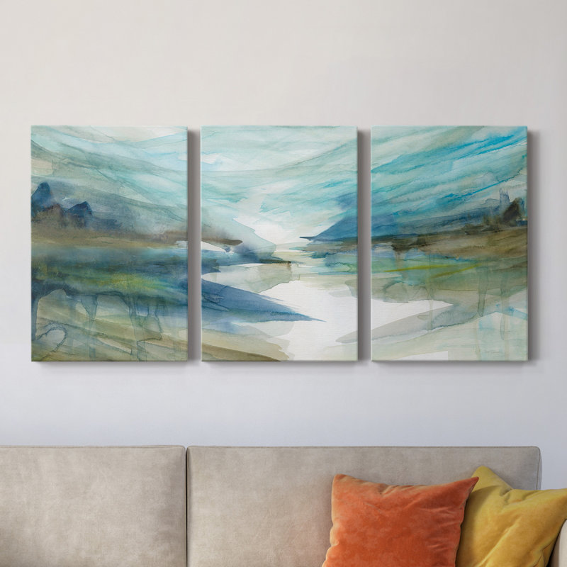 Spring Reflection II - Ensemble de 3 toiles tendues, H 12 po x l 24 po x P 1 po
