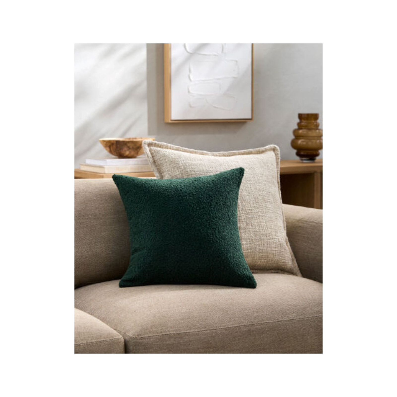 Amalfi Boucle Throw Pillow, Pillow Cover Only - No Insert, 20" x 20", Green
