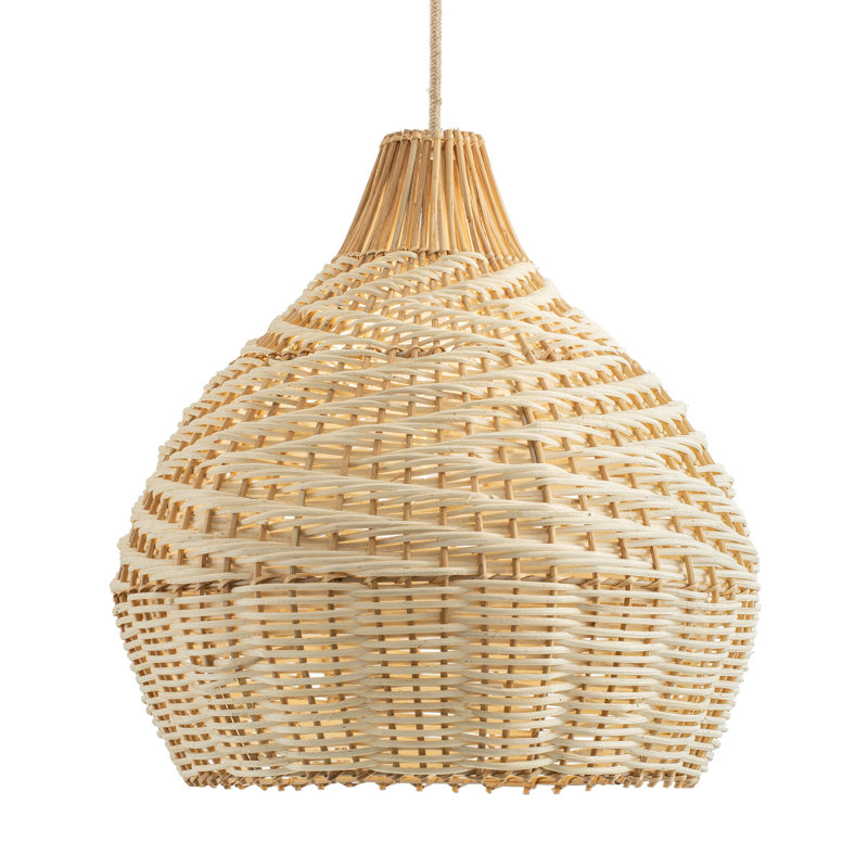 Grandeur Rattan Pendant Light - Natural Dome 1-Light Polished Handwoven Adjustable Ceiling Light For Kitchen Island, Kitchen, Dining Room or Living Room in Modern, Country & Farmhouse Style