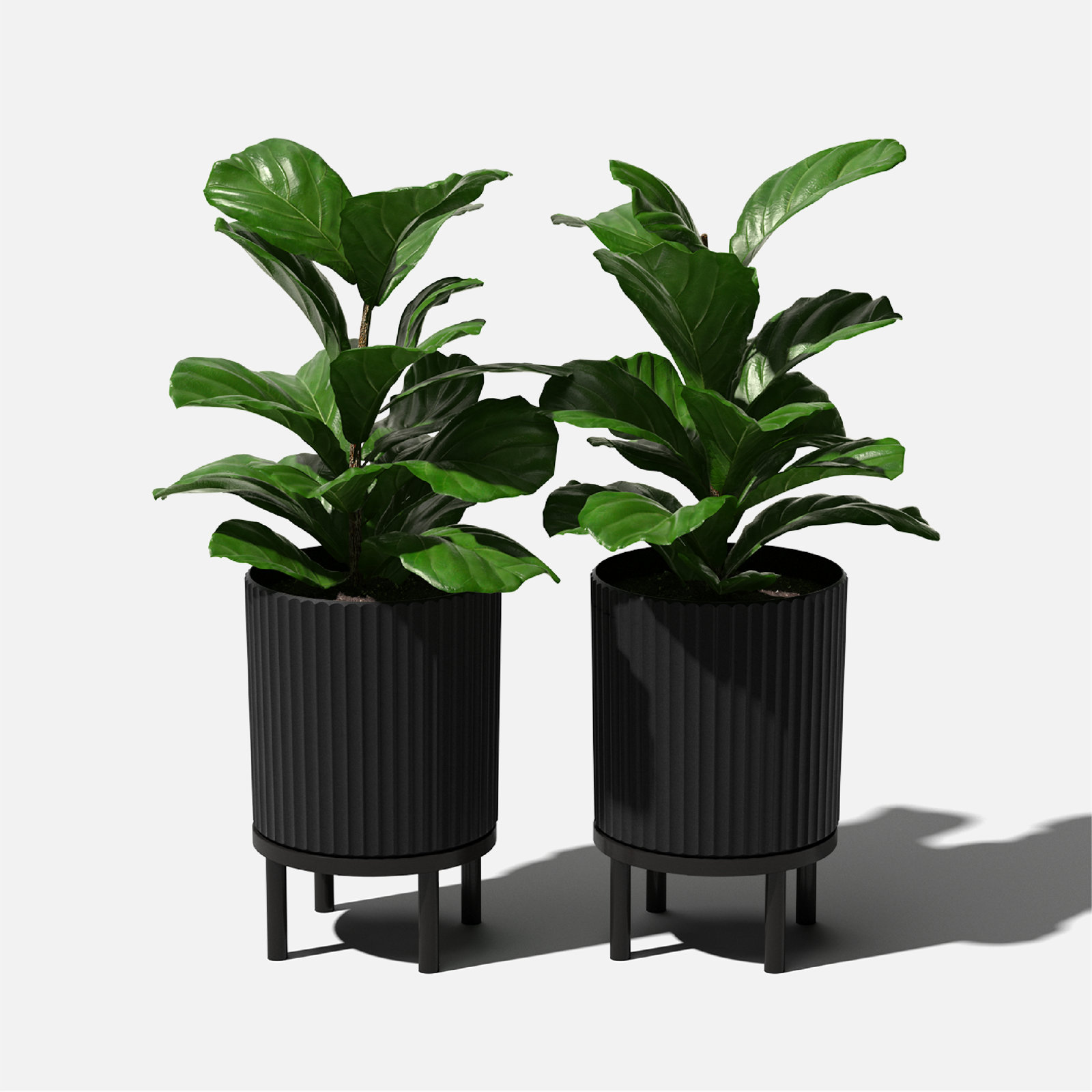 Demi Series Planter with Stand, Black, 2, 16" H x 10.5" W x 10.5" D