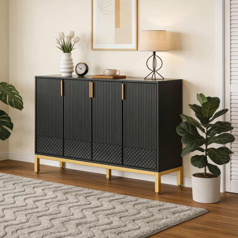 Buffet Modern, buffet de luxe 59 po avec 4 portes