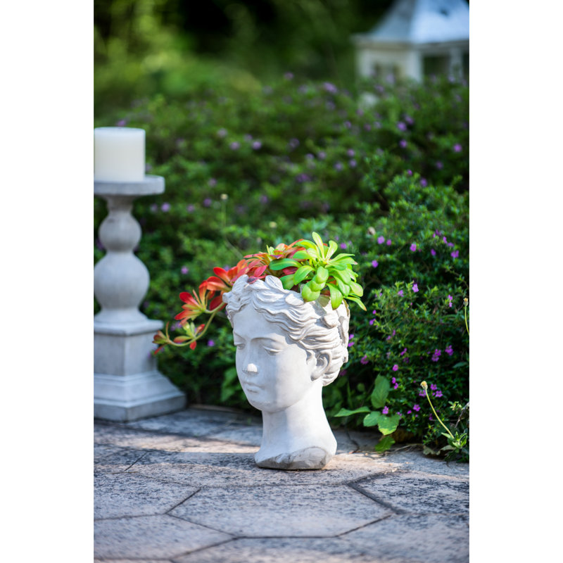 Greek Style Cement Outdoor Flower Planter - 10.6 Inches Tall, 6.9 Wide, 7.3 Deep, 8.8Lbs, Gray Home 8.3Lbs, 7.51X6.74X10.48 Inches,