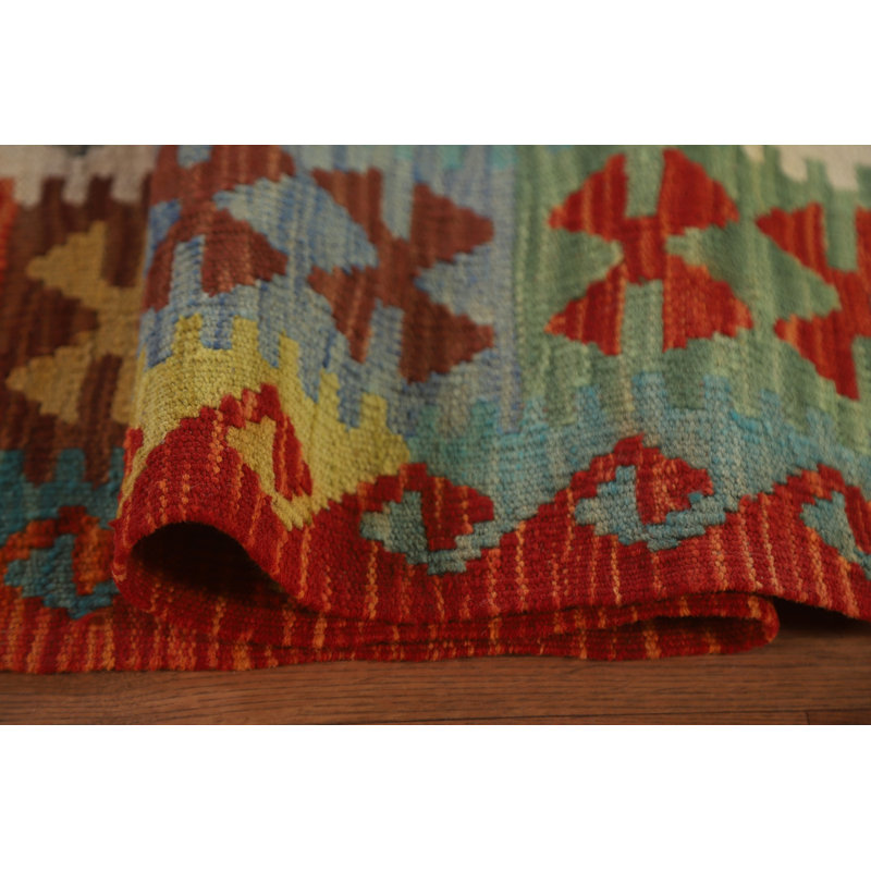 Tapis réversible en laine Kilim 10 x 13