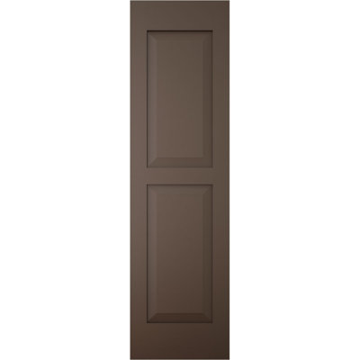 Volets extérieurs Americraft à deux panneaux surélevés égaux en bois véritable (par paire), 45,7 cm (L) x 208,3 cm (H), avec capuchons de volets en aluminium, brun raisin