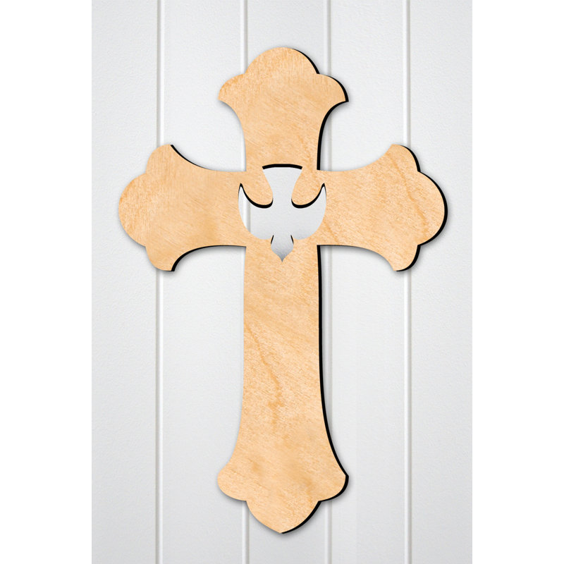 Décoration murale en bois sans finition colombe cross, H 12 po x l 9 po x P 0,25 po