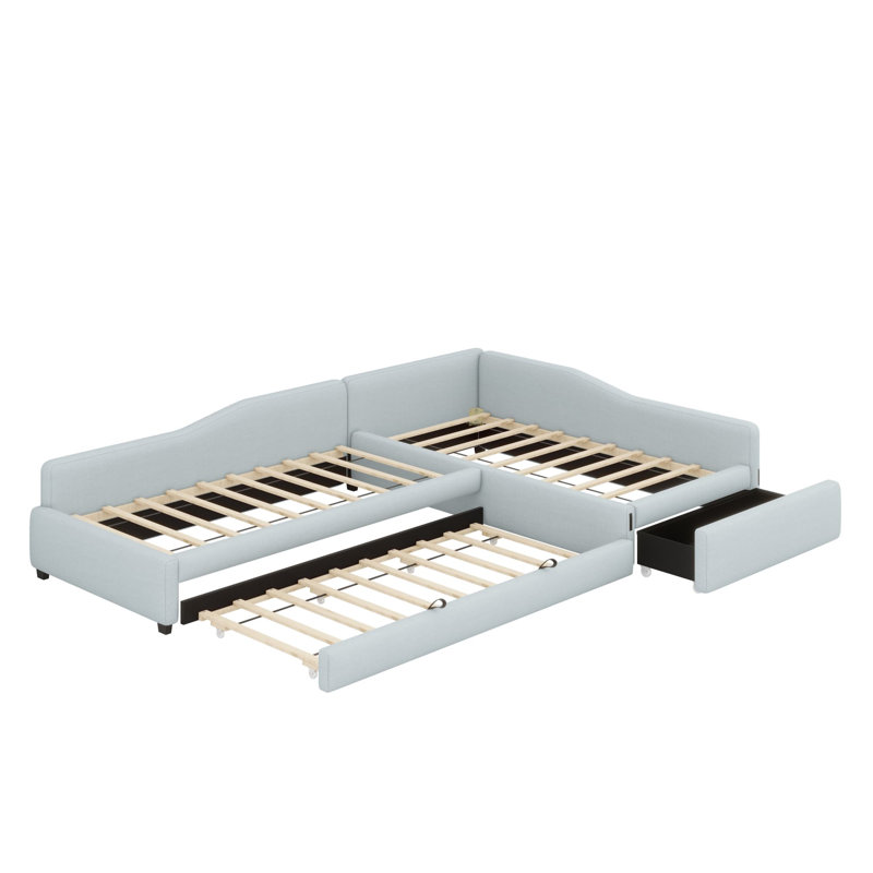 Upholstered Double Daybed With Trundle And Drawer