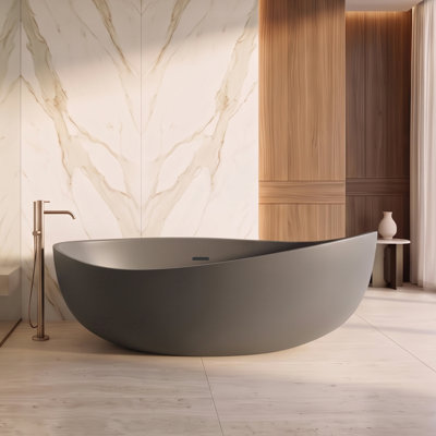 Baignoire de trempage autoportante en résine à surface solide 71 po x 44 po Newport - Gris