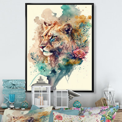 «Cute Lions Floral II», impression sur toile
