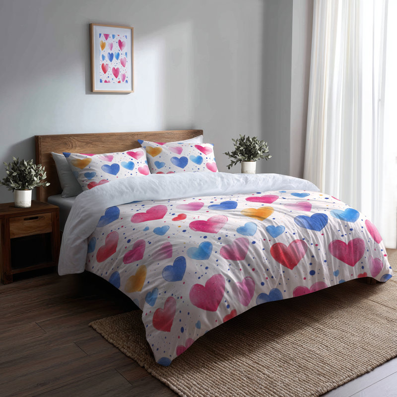 Ensemble de housse de couette et de coussins décoratifs 3 pièces pour adolescents Love Love
