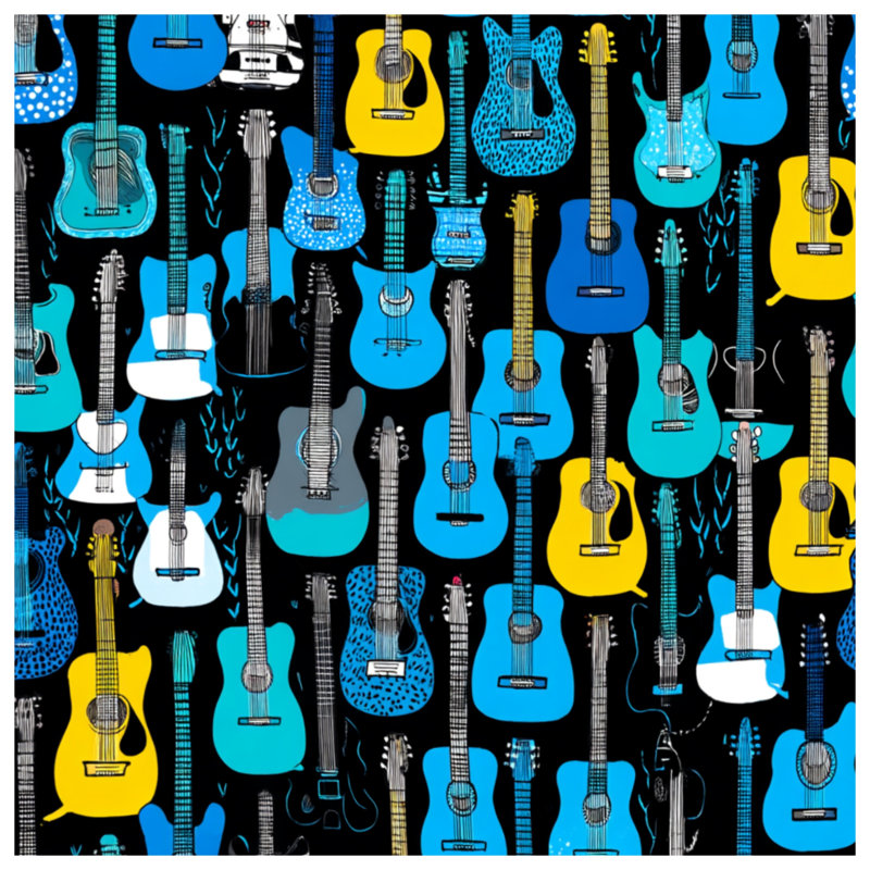 Toile tendue Guitars, 32 x 32 inches