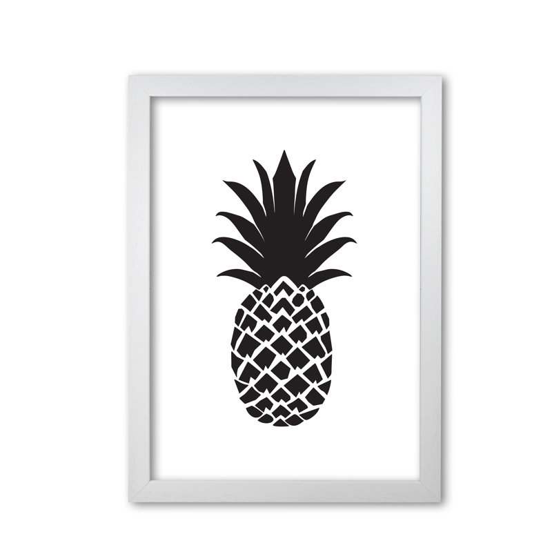 Black Pineapple 2 - Print, 42 cm H x 30 cm W x 5 cm D, White Grain Frame