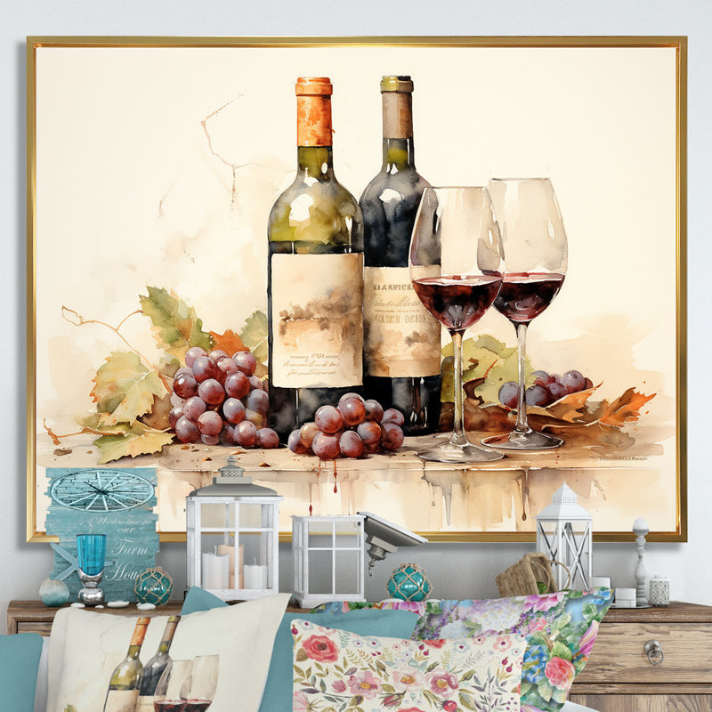 Nebbiolo Nuance sur toile, H 16 po x l 32 po x P 1 po, Cadre flottant doré