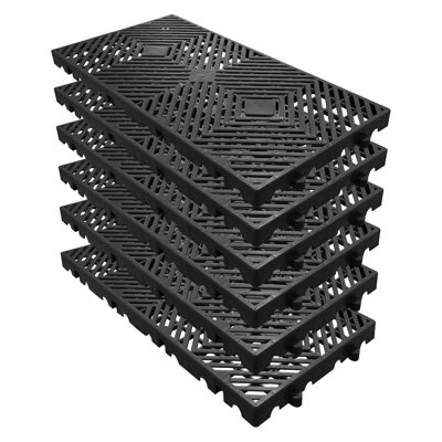 Paquet de 6 palettes en plastique: PEHD imperméable, plateforme grillagée (11,8 po x 23,6 po x 1,18 po), légère pour le rangement dans le garage / sous-sol / entrepôt