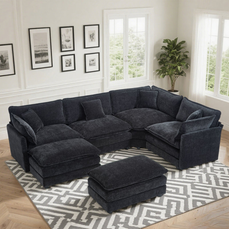 Canapé modulaire rembourré 6 pièces 6 pièces 113 pouces, Vert
