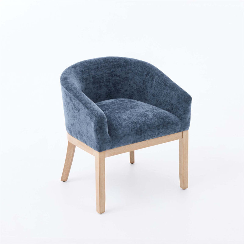 Chaises de salle à manger demi-tonneau rembourrées de style Mid-Century avec accoudoirs, chaises d'appoint de cuisine et de salle à manger en chenille de ferme, structure en bois franc, chaise 19 po seulement