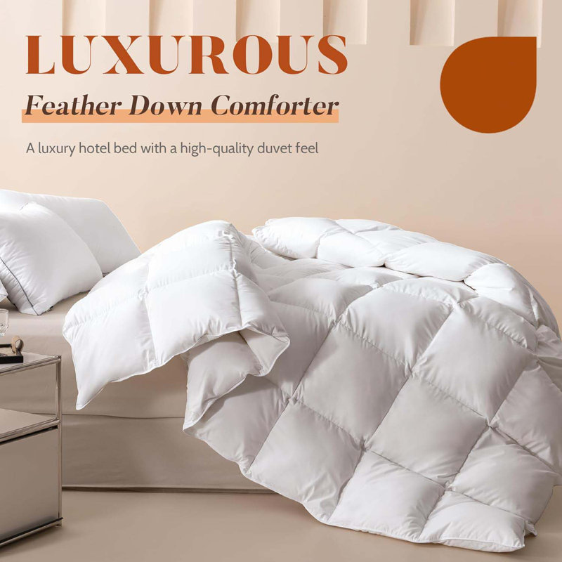 White Cotton Queen Feather Down Comforter